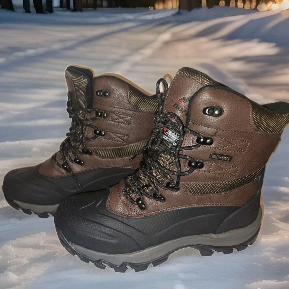 New! NORTIV 8 Men's Insulated Waterproof Rubber Sole Winter Snow Boot Size 9
